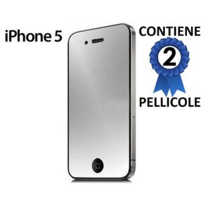 PELLICOLA per APPLE IPHONE SE, IPHONE 5S, IPHONE 5 - PROTEGGI DISPLAY A SPECCHIO CONFEZIONE 2 PEZZI