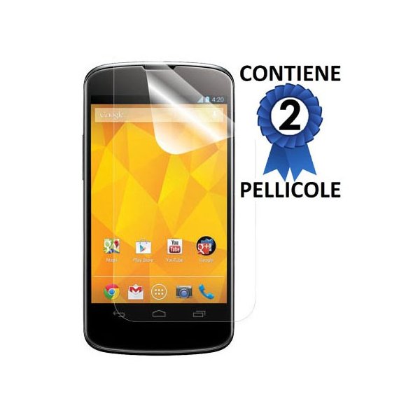 PELLICOLA PROTEGGI DISPLAY LG Nexus 4 E960 CONFEZIONE 2 PEZZI