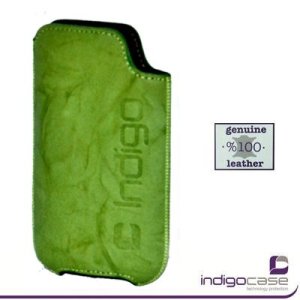 CUSTODIA IN VERA PELLE A SACCHETTO per APPLE IPHONE 4, 4S E MODELLI SIMILARI INDIGO CASE COLORE VERDE