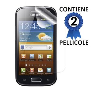 PELLICOLA PROTEGGI DISPLAY SAMSUNG i8160 GALAXY ACE 2 CONFEZIONE 2 PEZZI