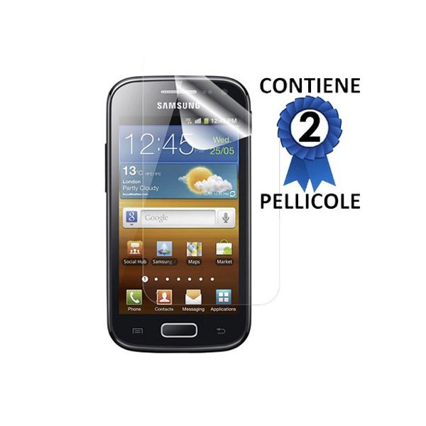 PELLICOLA PROTEGGI DISPLAY SAMSUNG i8160 GALAXY ACE 2 CONFEZIONE 2 PEZZI