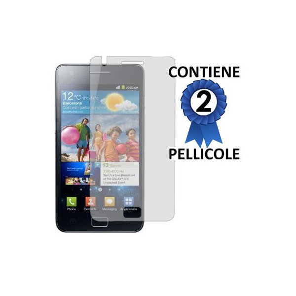 PELLICOLA PROTEGGI DISPLAY SAMSUNG I9100 Galaxy S II, I9105 Galaxy S II Plus CONFEZIONE 2 PEZZI