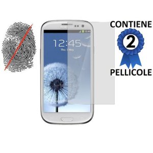 PELLICOLA PROTEGGI DISPLAY ANTI IMPRONTA SAMSUNG i9300 Galaxy S3, I9305 Galaxy S3 LTE 4G CONFEZIONE 2 PEZZI