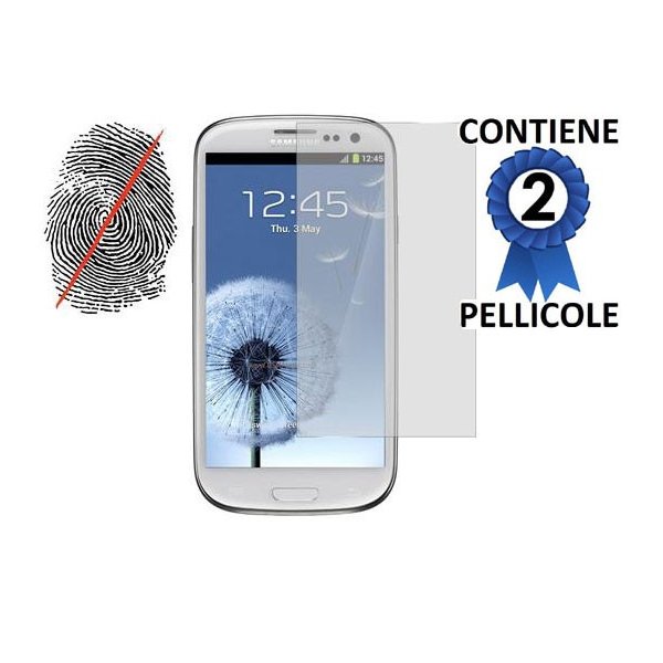 PELLICOLA PROTEGGI DISPLAY ANTI IMPRONTA SAMSUNG i9300 Galaxy S3, I9305 Galaxy S3 LTE 4G CONFEZIONE 2 PEZZI