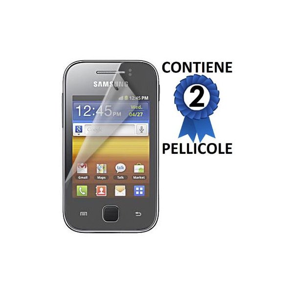 PELLICOLA PROTEGGI DISPLAY SAMSUNG S5360 GALAXY Y, S5369 GALAXY Y CONFEZIONE 2 PEZZI