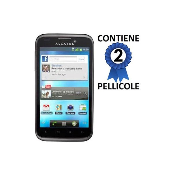 PELLICOLA PROTEGGI DISPLAY ALCATEL ONE TOUCH 995 CONFEZIONE 2 PEZZI