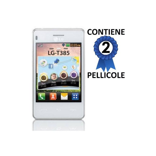 PELLICOLA PROTEGGI DISPLAY LG T385 CONFEZIONE 2 PEZZI