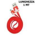 CAVO MICRO USB PIATTO - LUNGHEZZA 1 MT COLORE ROSSO