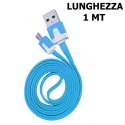 CAVO MICRO USB PIATTO - LUNGHEZZA 1 MT COLORE BLU