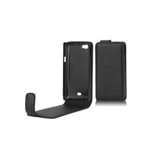 CUSTODIA VERTICALE FLIP PELLE per SONY XPERIA MIRO ST23I COLORE NERO