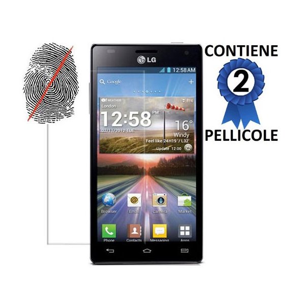 PELLICOLA PROTEGGI DISPLAY LG P880 Optimus 4X HD ANTI IMPRONTA CONFEZIONE 2 PEZZI