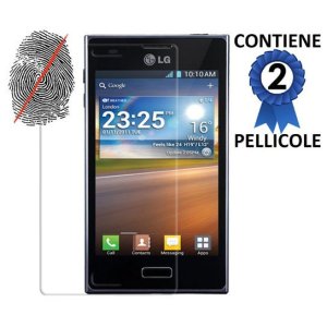 PELLICOLA PROTEGGI DISPLAY LG E610 Optimus L5 ANTI IMPRONTA CONFEZIONE 2 PEZZI