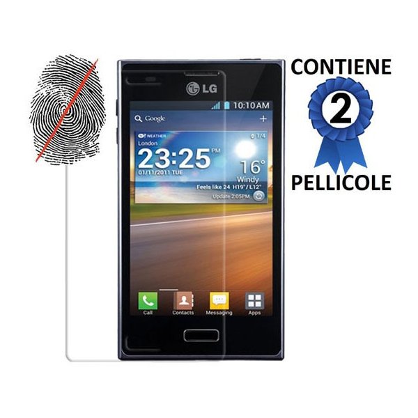 PELLICOLA PROTEGGI DISPLAY LG E610 Optimus L5 ANTI IMPRONTA CONFEZIONE 2 PEZZI