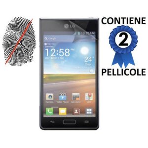 PELLICOLA PROTEGGI DISPLAY LG P760 OPTIMUS L9 ANTI IMPRONTA CONFEZIONE 2 PEZZI