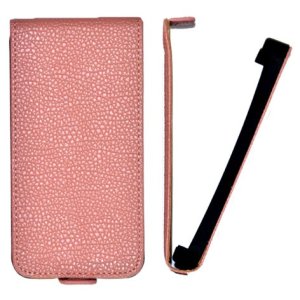 CUSTODIA VERTICALE SLIM FLIP PELLE RUVIDA VENATA per HUAWEI SONIC U8650, SONIC 2 U8661 COLORE ROSA