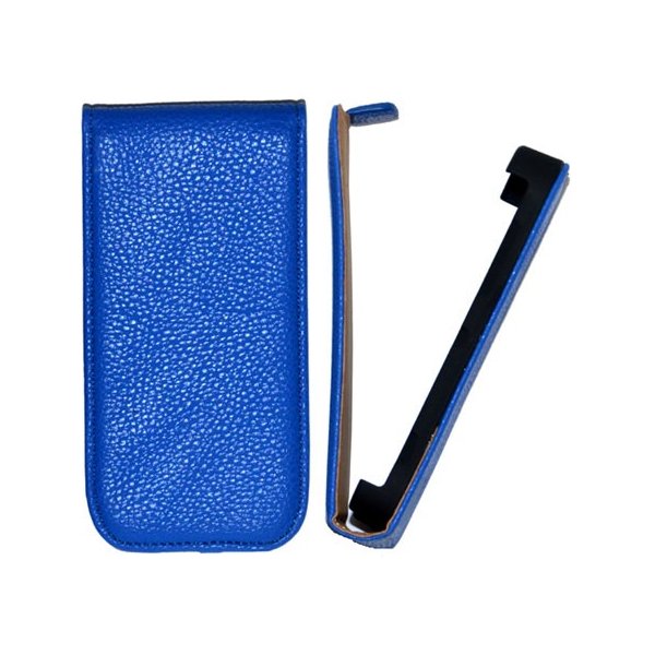 CUSTODIA VERTICALE SLIM FLIP PELLE RUVIDA VENATA per NOKIA LUMIA 610 COLORE BLU