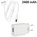 CARICATORE DA RETE 2400mAh CON 1 PORTA USB + CAVO 30 PIN per DISPOSITIVI SAMSUNG - FAST CHARGING COLORE BIANCO (TC07.TAB.BI)