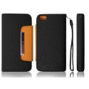 CUSTODIA ORIZZONTALE FLIP per SONY MT11i XPERIA NEO V, MT15i XPERIA NEO WALLET COLORE NERO/ARANCIONE