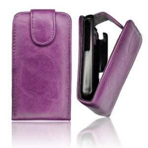 CUSTODIA VERTICALE FLIP PELLE per SONY MT11I XPERIA NEO V, MT15I XPERIA NEO COLORE VIOLA