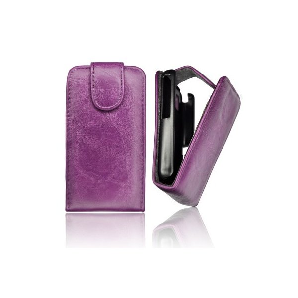 CUSTODIA VERTICALE FLIP PELLE per SONY MT11I XPERIA NEO V, MT15I XPERIA NEO COLORE VIOLA