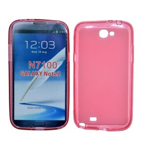 CUSTODIA GEL TPU SILICONE per SAMSUNG N7100 GALAXY NOTE2, N7105 COLORE ROSA CON BORDO TRASPARENTE