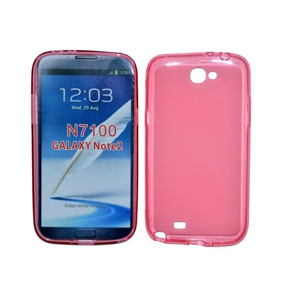 CUSTODIA GEL TPU SILICONE per SAMSUNG N7100 GALAXY NOTE2, N7105 COLORE ROSA CON BORDO TRASPARENTE