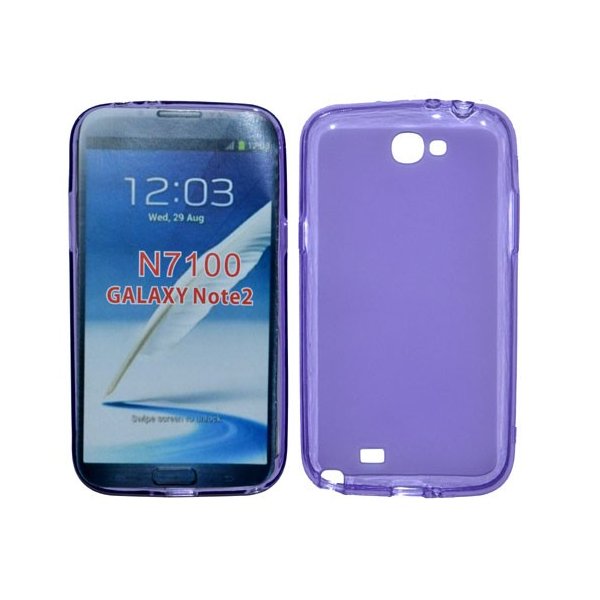 CUSTODIA GEL TPU SILICONE per SAMSUNG N7100 GALAXY NOTE2, N7105 COLORE VIOLA CON BORDO TRASPARENTE