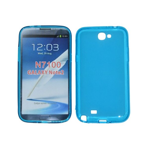 CUSTODIA GEL TPU SILICONE per SAMSUNG N7100 GALAXY NOTE2, N7105 COLORE BLU CON BORDO TRASPARENTE