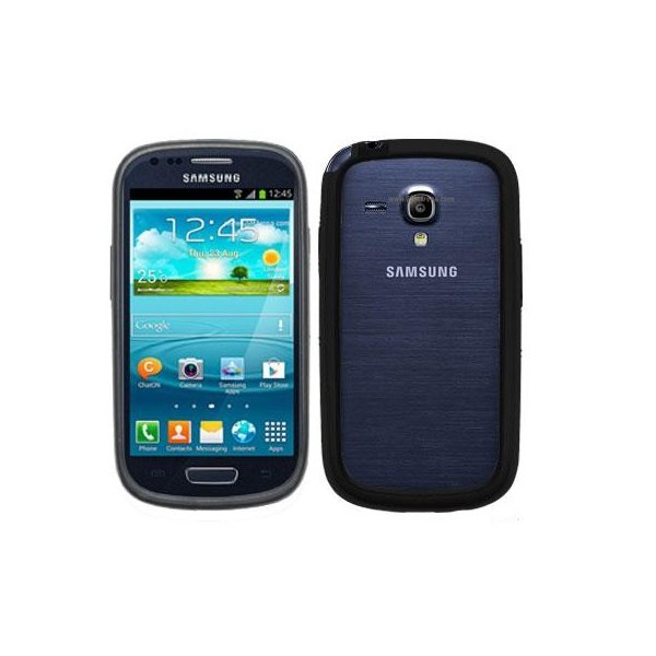 CUSTODIA BUMPER GEL TPU SILICONE SEMI-RIGIDO per SAMSUNG I8190 GALAXY S3 MINI, I8200 GALAXY S3 MINI VE COLORE NERO