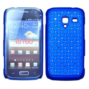 CUSTODIA RIGIDA GOMMATA CON BRILLANTINI per SAMSUNG I8160 Galaxy Ace 2 COLORE BLU