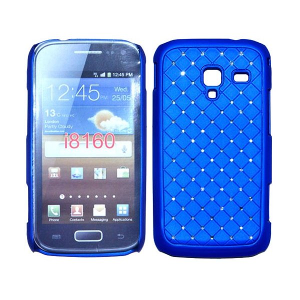 CUSTODIA RIGIDA GOMMATA CON BRILLANTINI per SAMSUNG I8160 Galaxy Ace 2 COLORE BLU