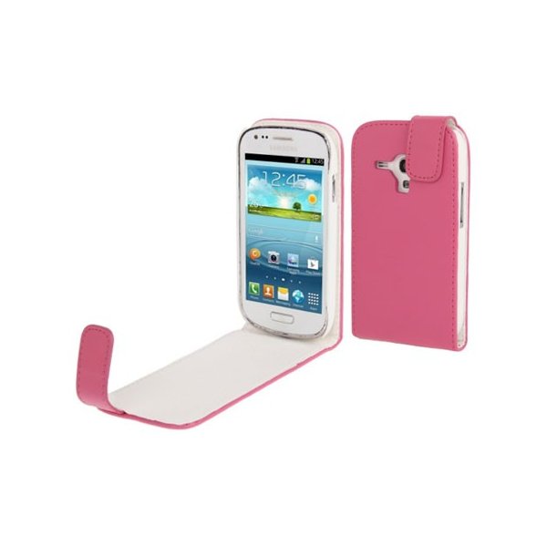 CUSTODIA FLIP VERTICALE PELLE SAMSUNG i8190 Galaxy S3 Mini, I8200 Galaxy S3 Mini VE COLORE ROSA