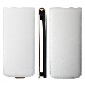 CUSTODIA VERTICALE SLIM FLIP VERA PELLE per APPLE IPHONE 5, 5S COLORE BIANCO