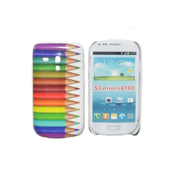 CUSTODIA RIGIDA per SAMSUNG I8190 GALAXY S3 MINI, I8200 GALAXY S3 MINI VE FANTASIA MATITE COLORATE