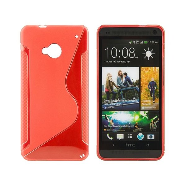 CUSTODIA GEL TPU SILICONE DOUBLE per HTC ONE, M7 COLORE ROSSO