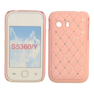 CUSTODIA RIGIDA GOMMATA CON BRILLANTINI per SAMSUNG S5360 GALAXY Y, S5369 GALAXY Y COLORE ROSA