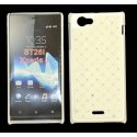 CUSTODIA RIGIDA GOMMATA CON BRILLANTINI per SONY XPERIA J ST26I COLORE BIANCO