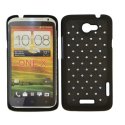 CUSTODIA RIGIDA GOMMATA CON BRILLANTINI per HTC ONE X, ONE XL, ONE X+ COLORE NERO