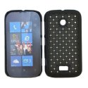 CUSTODIA RIGIDA GOMMATA CON BRILLANTINI per NOKIA LUMIA 510 COLORE NERO