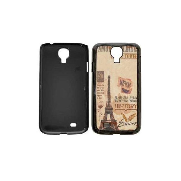 CUSTODIA BACK RIGIDA per SAMSUNG I9500 GALAXY S4, I9505, I9502 PITTURA FANTASIA LOCANDINA CON TOUR EIFFEL