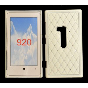 CUSTODIA RIGIDA GOMMATA CON BRILLANTINI per NOKIA LUMIA 920 COLORE BIANCO