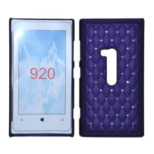 CUSTODIA RIGIDA GOMMATA CON BRILLANTINI per NOKIA LUMIA 920 COLORE VIOLA