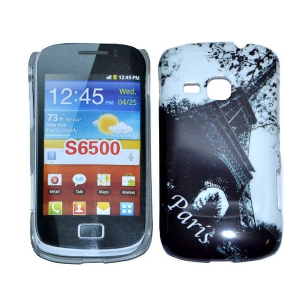 CUSTODIA RIGIDA per SAMSUNG S6500 GALAXY MINI2 FANTASIA TOUR EIFFEL PARIGI COLORE BIANCO E NERO