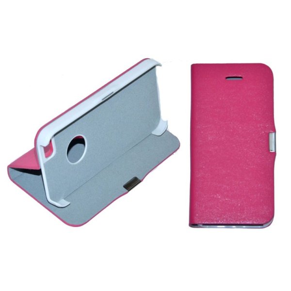 CUSTODIA ORIZZONTALE SLIM FLIP PELLE per APPLE IPHONE 5, 5S COLORE ROSA CON STAND