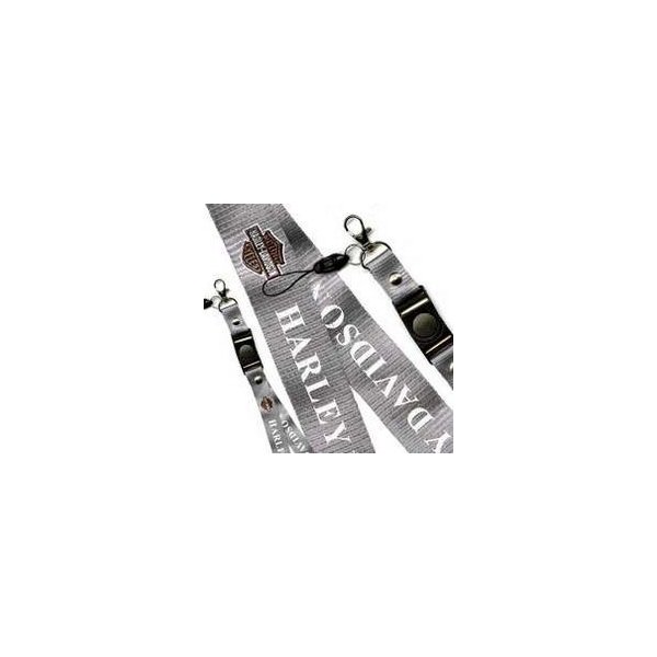 LACCIO PORTACELLULARE DA COLLO IN TESSUTO COLORE SILVER CON SCRITTA HARLEY DAVIDSON E LOGO LARGHEZZA BANDA 20 MM