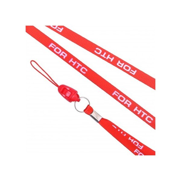 LACCIO PORTACELLULARE DA COLLO IN TESSUTO COLORE ROSSO CON SCRITTA HTC LARGHEZZA BANDA 7 MM