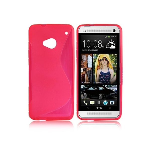 CUSTODIA GEL TPU SILICONE DOUBLE per HTC ONE, M7 COLORE ROSA