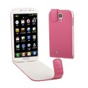 CUSTODIA VERTICALE FLIP PELLE per SAMSUNG I9500 GALAXY S4, I9505, I9502 COLORE ROSA