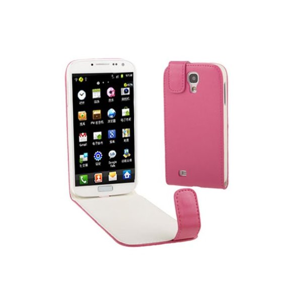 CUSTODIA VERTICALE FLIP PELLE per SAMSUNG I9500 GALAXY S4, I9505, I9502 COLORE ROSA