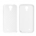 CUSTODIA GEL TPU SILICONE SEMI-RIGIDO per SAMSUNG I9500 GALAXY S4, I9505, I9502 COLORE BIANCO CARBON CON CORNICE BIANCA